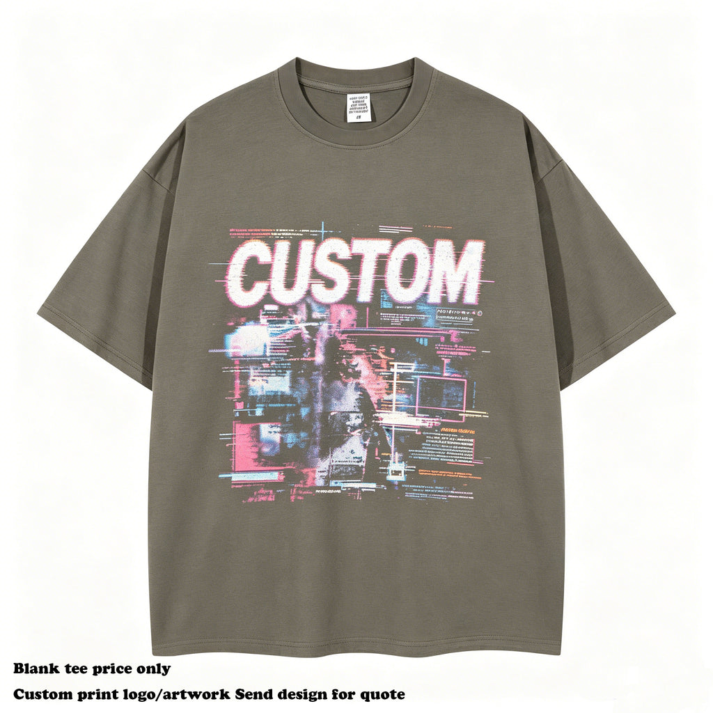 100% Cotton Drop Shoulder T-shirt Streetwear Men's Wholesale Embroidery logo Wholesale High Quality Round Neck Fashion T-shirt