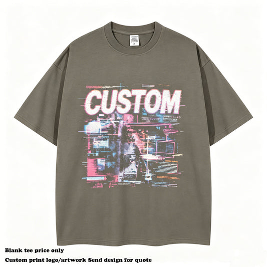 100% Cotton Drop Shoulder T-shirt Streetwear Men's Wholesale Embroidery logo Wholesale High Quality Round Neck Fashion T-shirt