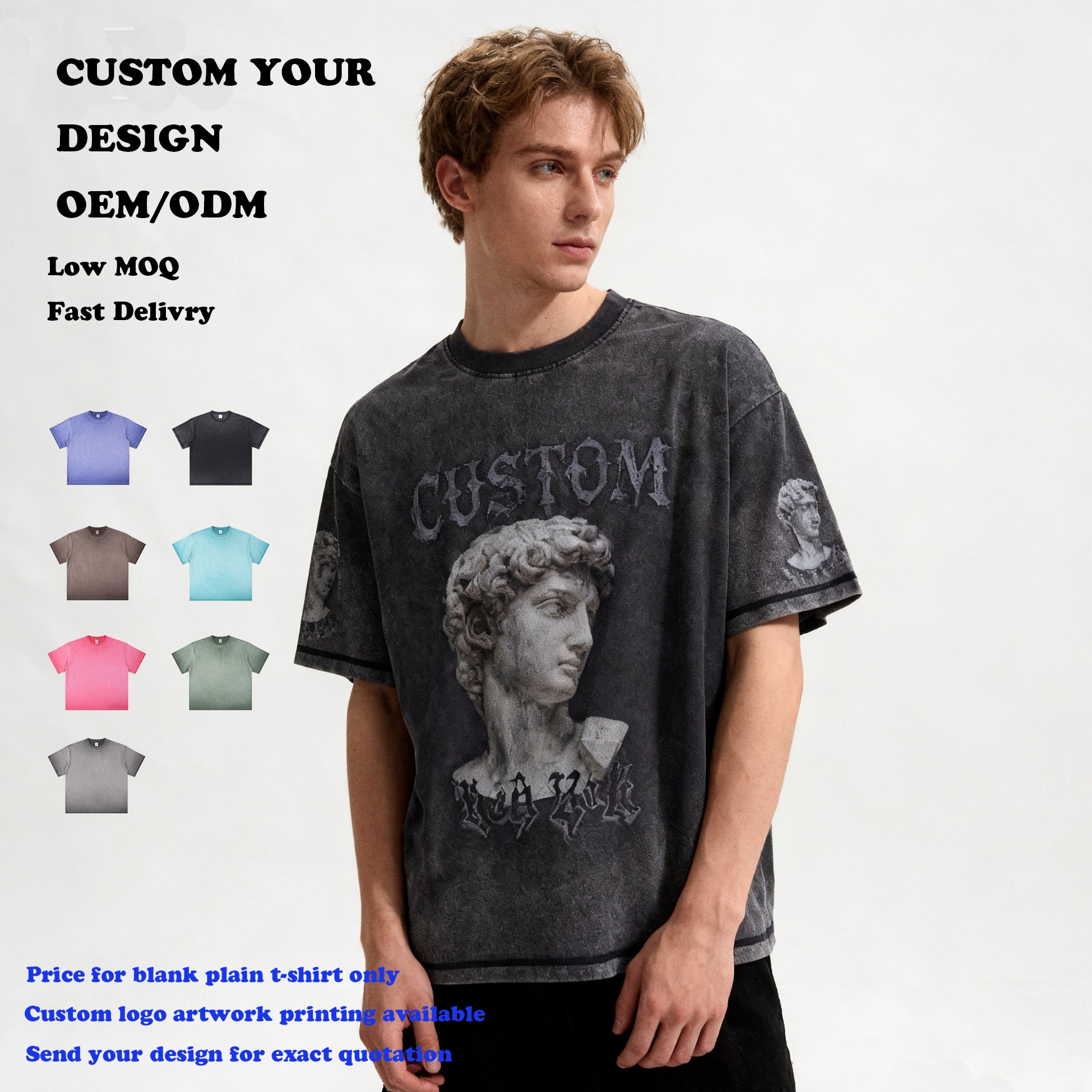 Oem Custom T-shirt Vintage Custom Hot Selling High Quality Washed Summer Printing 100% Cotton Streetwear Men's T-shirts