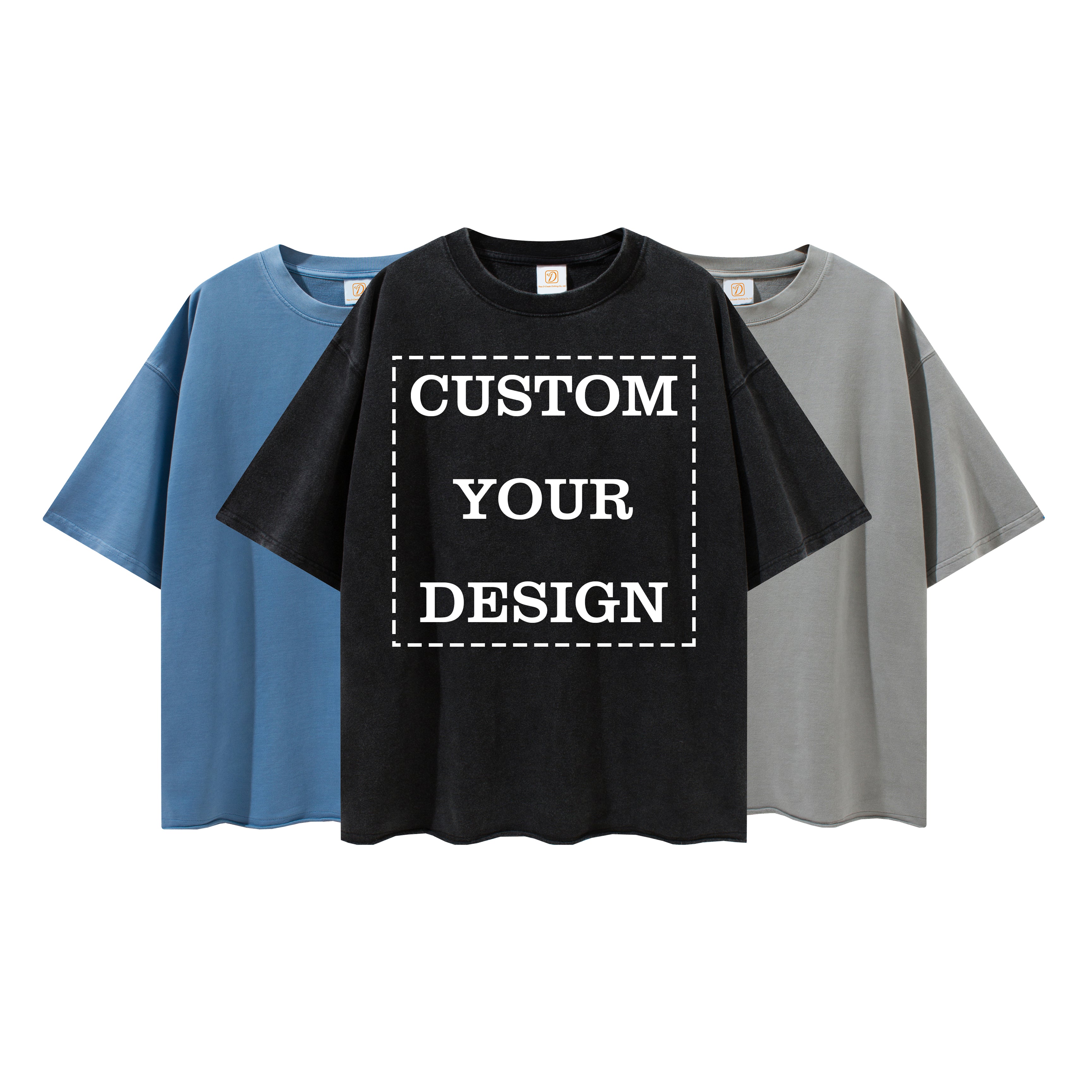 Oversized Tshirt Custom logo Acid Wash High Quality Round Neck Short Sleeve Plain 100% Cotton Heat Transfers for T-shirts