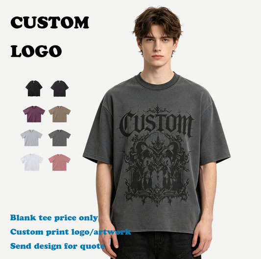 OEM Customized t Shirts Acid Wash Streetwear Vintage Short Style New Design Summer High Quality Round Neck Personalized T-shirt