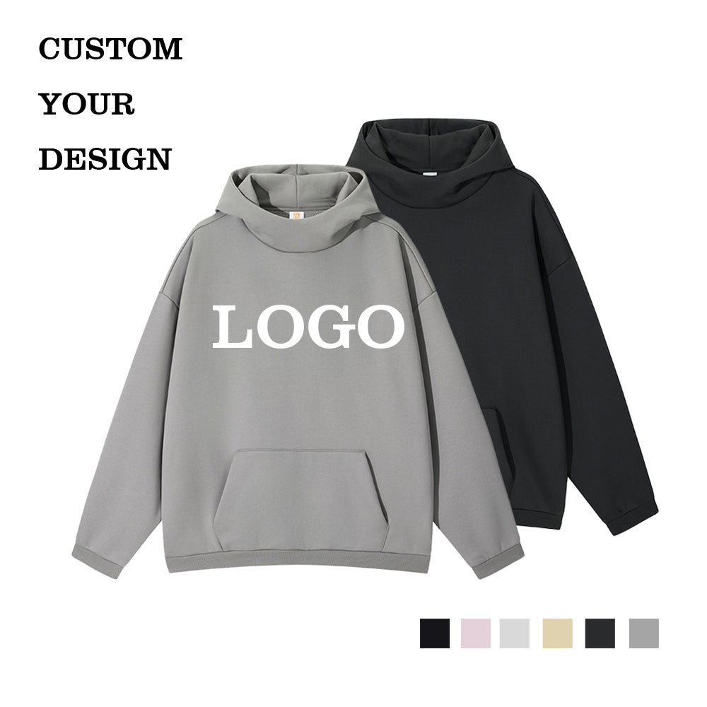 High Quality Drop Shoulder Hoodie Custom Puff Printing Crew Neck Blank Fleece Casual Streetwear New Design Hoodies Wholesale