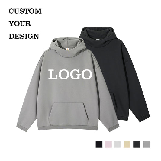 High Quality Drop Shoulder Hoodie Custom Puff Printing Crew Neck Blank Fleece Casual Streetwear New Design Hoodies Wholesale