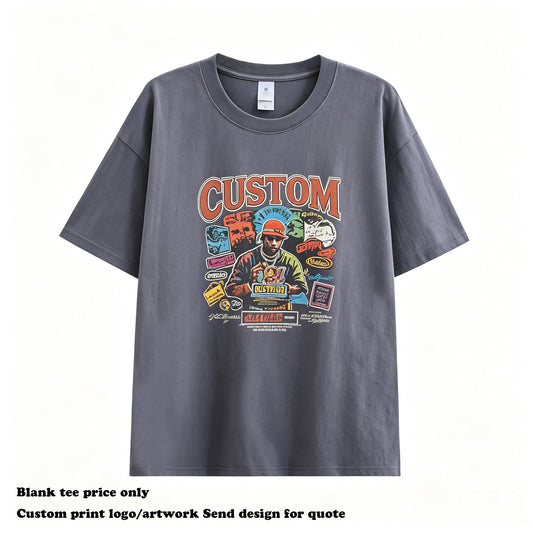 Hot Sell Wholesale Customized t Shirts High Quality New Design Summer Short Sleeve 100% Cotton Drop Shoulder Men's T-shirts