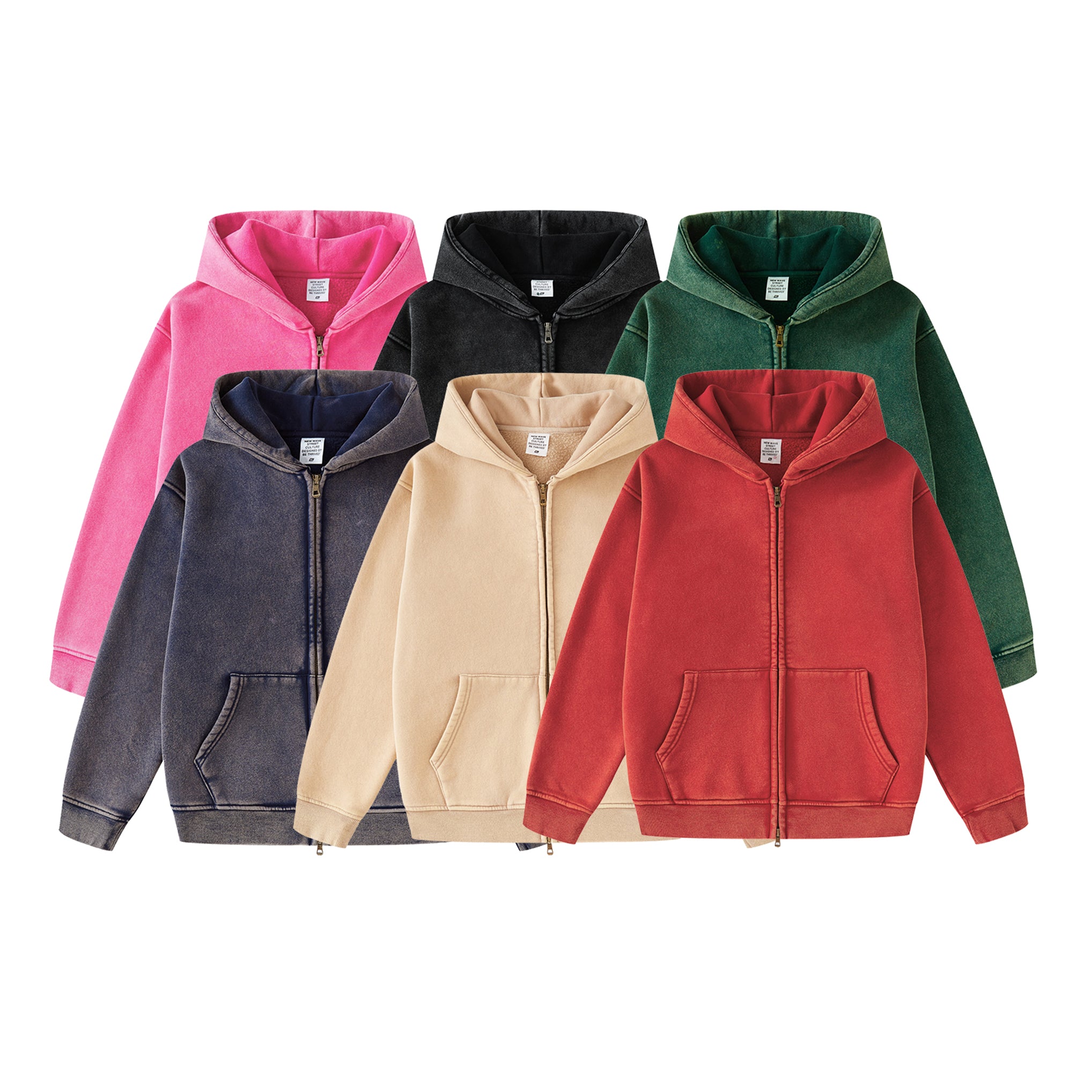Wholesale Factory Hoodies Custom logo Blank Fleece Zip up Kids Hoodies High Quality Acid Wash Streetwear Design Fashion Hoodies