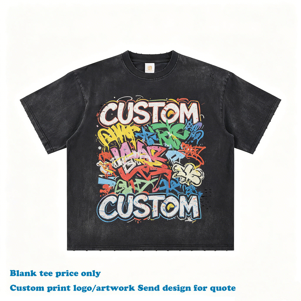 Oem Custom T-shirt High Quality Broken Washed Streetwear O-neck 100% Cotton Hot Sale Short Sleeve Fashion t Shirt for Men