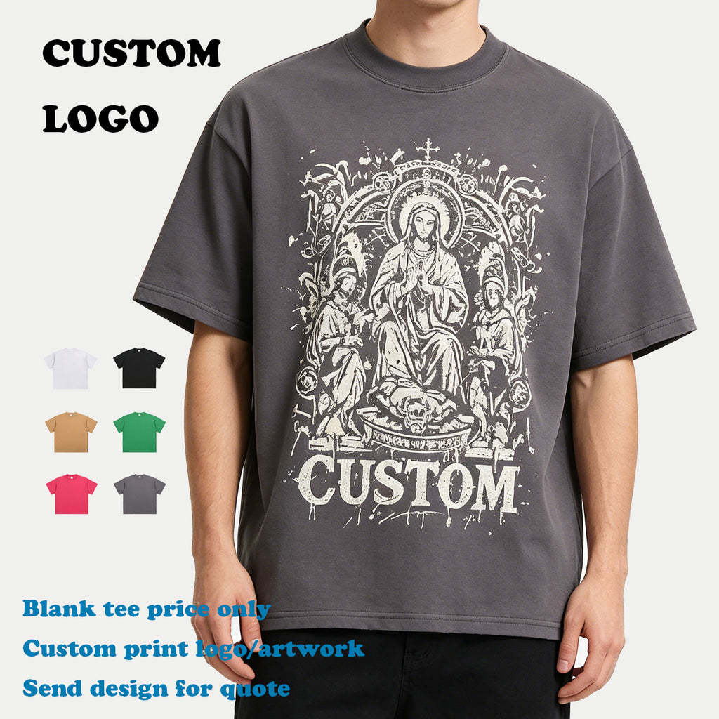 Men's Summer T-shirt High Quality Custom High Quality logo New Design Heavyweight Broken Streetwear O-neck Plain t Shirt