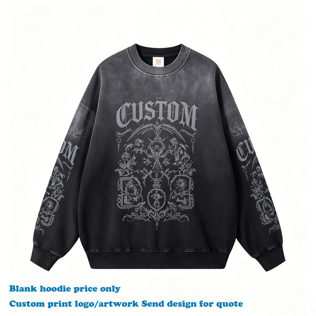 Loose Spray Wash Sweatshirts Custom Crew Neck High Quality Streetwear New Design Heavy Cotton Wholesale Wholesale Hoodies