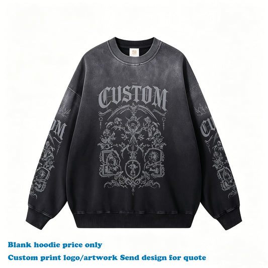 Loose Spray Wash Sweatshirts Custom Crew Neck High Quality Streetwear New Design Heavy Cotton Wholesale Wholesale Hoodies