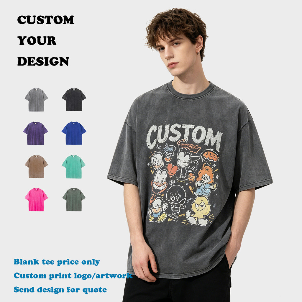Custom logo Design T-shirt High Quality 2026 Summer Round Neck Streetwear Vintage Heavyweight Drop Shoulder Wholesale T-shirt