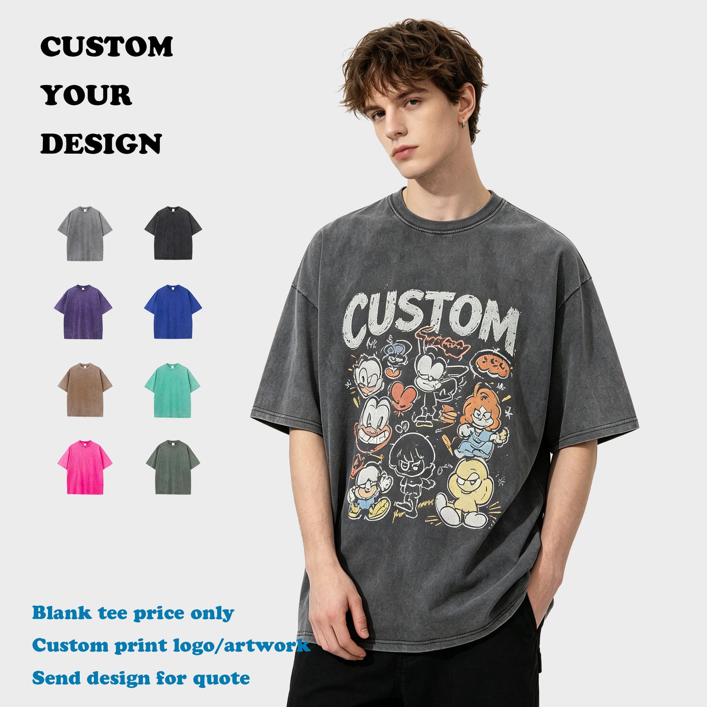 Custom logo Design T-shirt High Quality 2026 Summer Round Neck Streetwear Vintage Heavyweight Drop Shoulder Wholesale T-shirt