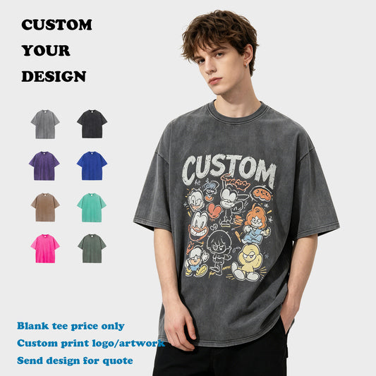 Custom logo Design T-shirt High Quality 2026 Summer Round Neck Streetwear Vintage Heavyweight Drop Shoulder Wholesale T-shirt