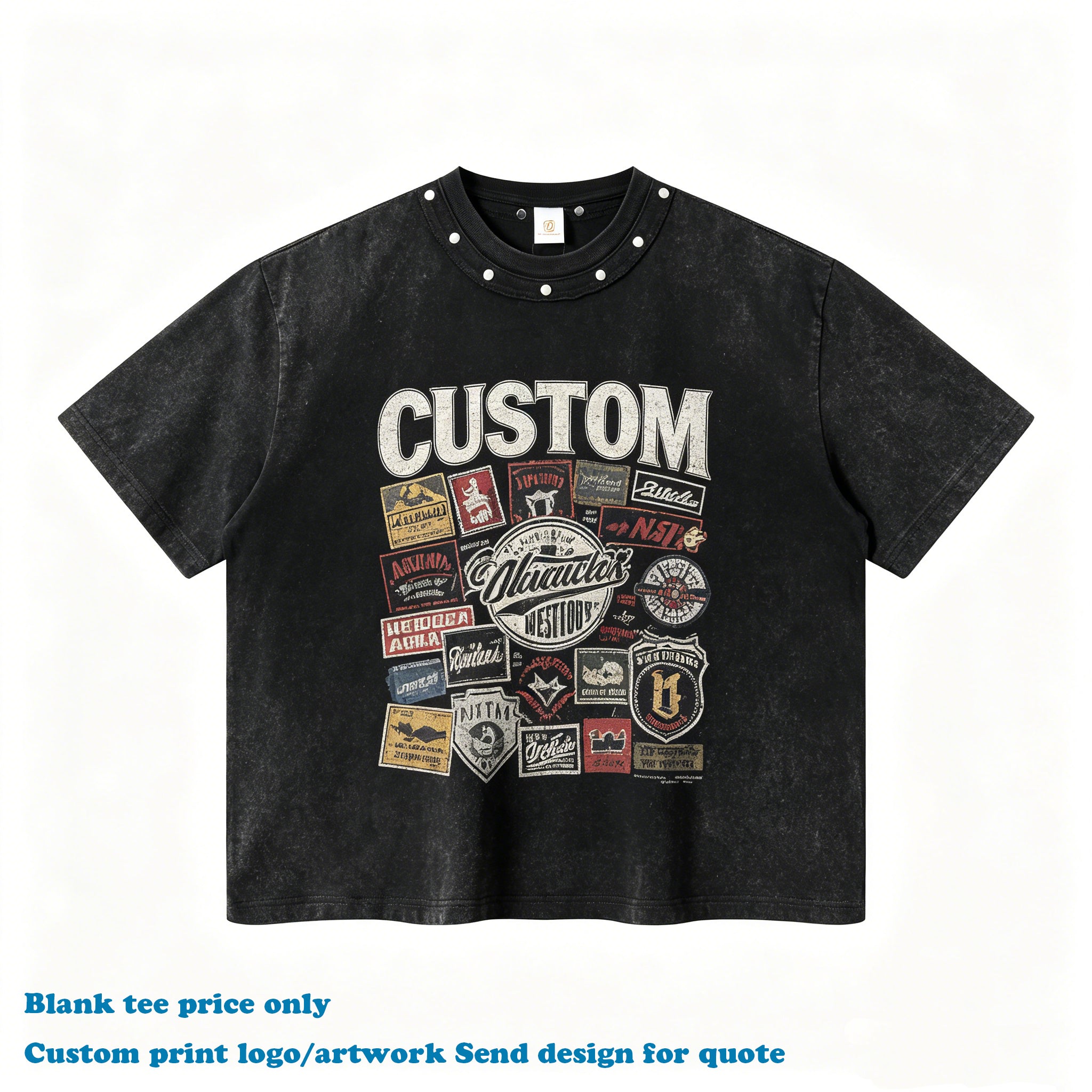 Vintage Boxy Men's T-shirts Streetwear New Style High Quality Custom Washed Heavy Cotton Patchwork Desgin Plain t Shirt 119