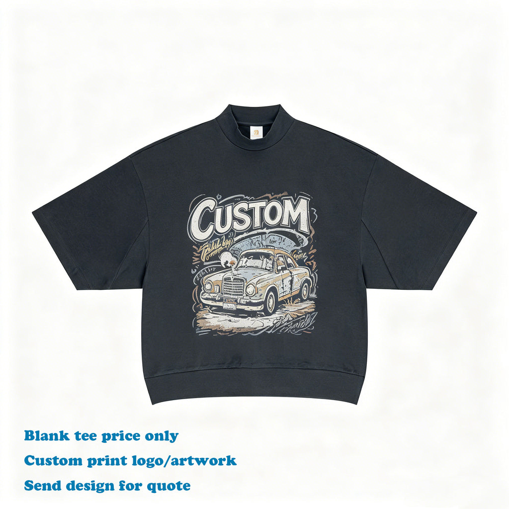 Boxy Custom T-shirt High Quality New Design Fashion 100% Cotton Puff Printing Summer Short Sleeve Drop Shoulder Fashion T-shirt