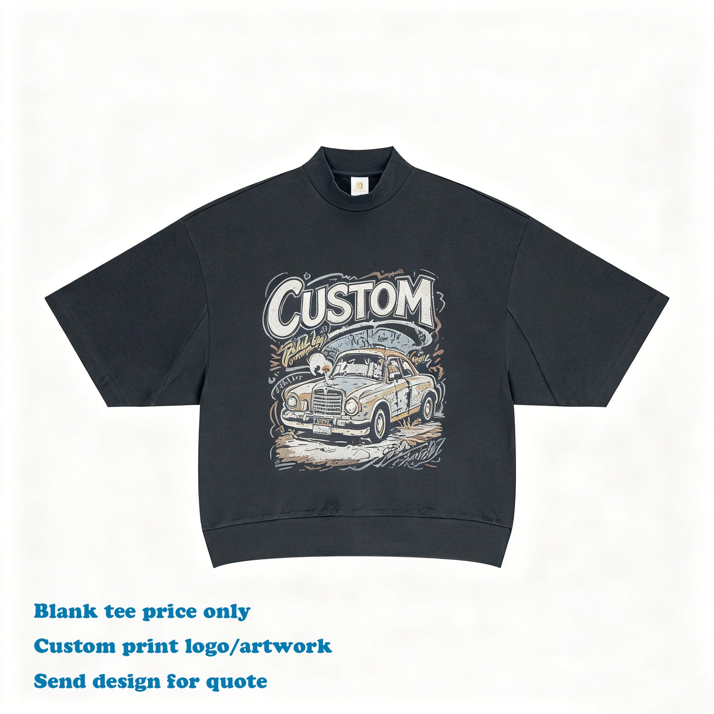 Boxy Custom T-shirt High Quality New Design Fashion 100% Cotton Puff Printing Summer Short Sleeve Drop Shoulder Fashion T-shirt