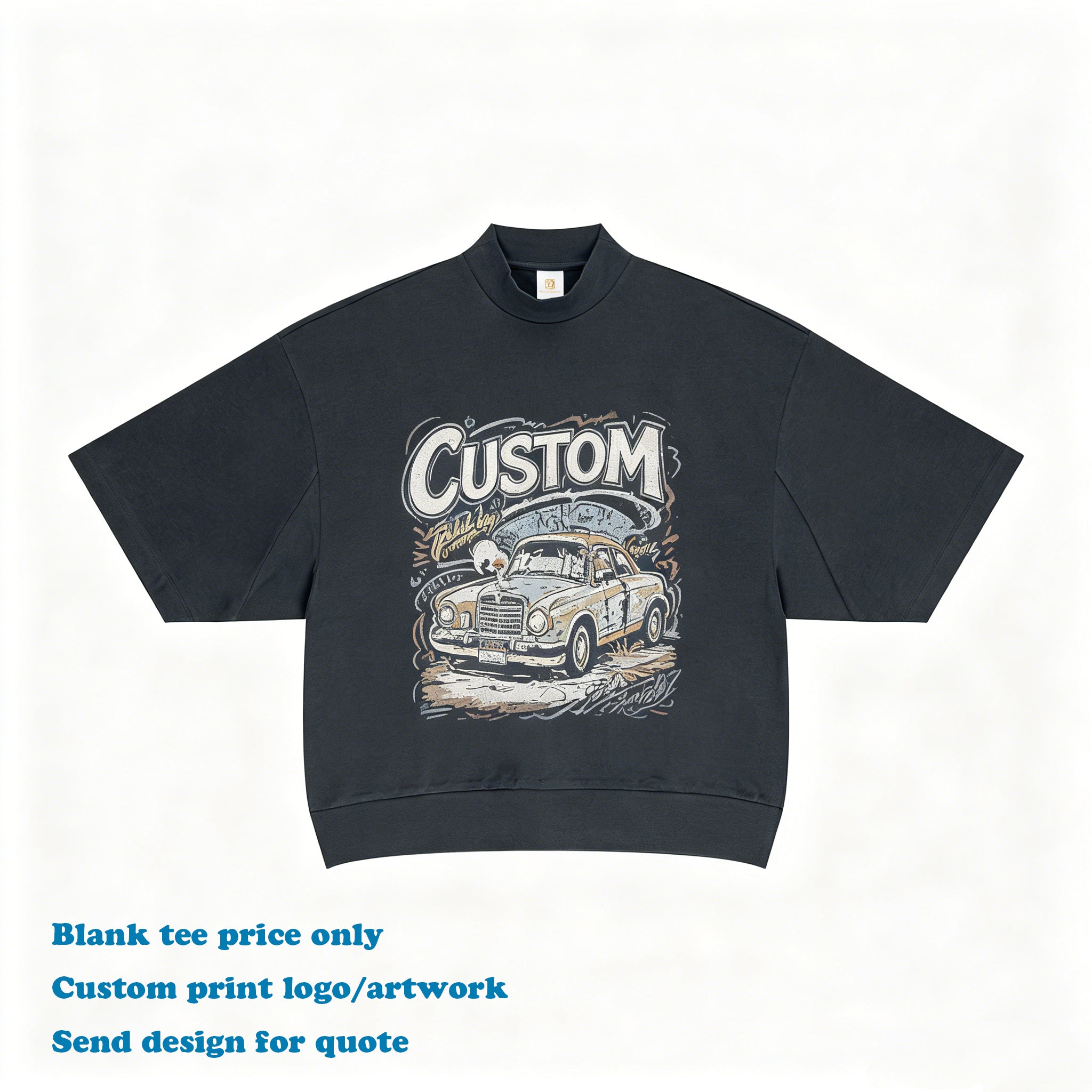Boxy Custom T-shirt High Quality New Design Fashion 100% Cotton Puff Printing Summer Short Sleeve Drop Shoulder Fashion T-shirt