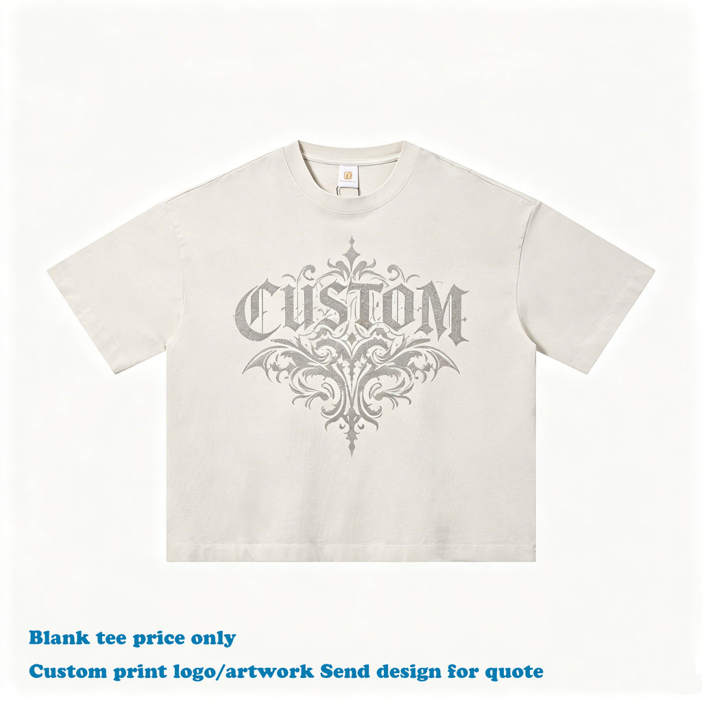 Heavyweight Summer Vintage Washed T-Shirt Boxy High Quality Crew Neck 100% Cotton Streetwear Unisex Tees Embroidery logo T-shirt