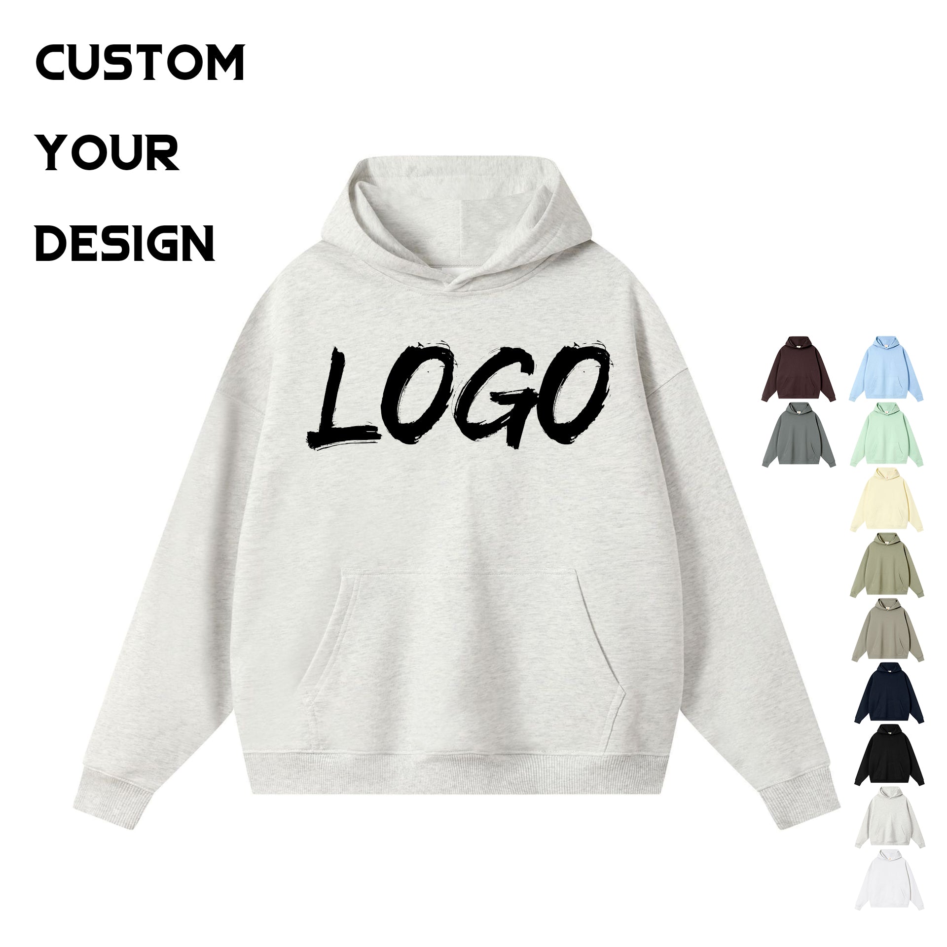 Custom Men's Hoodies Streetwear 380g Heavyweight Multi Color Unisex High Quality Drop Shoulder Screen Printed Hoodies Wholesale