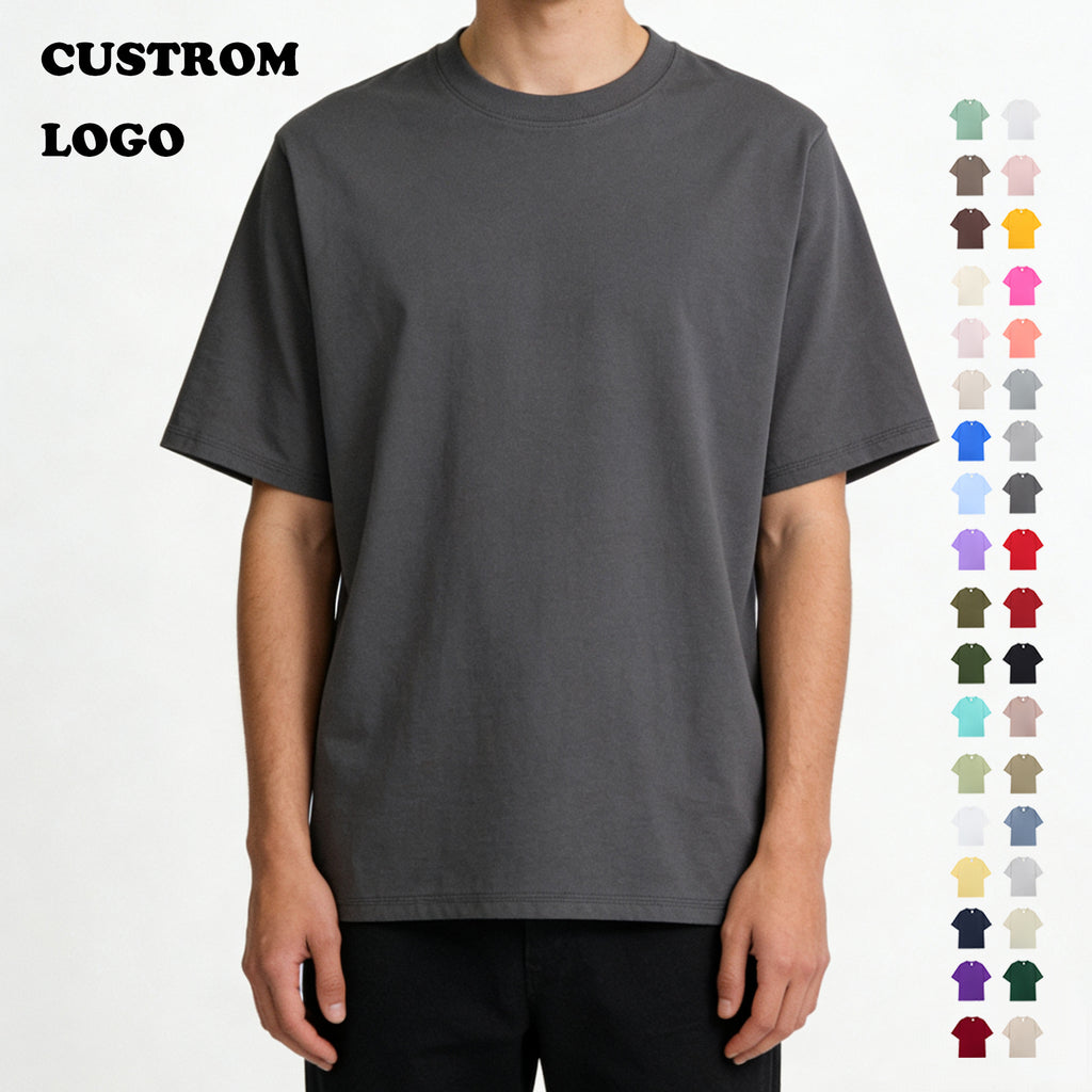 Custom logo T-shirt Loose Drop Shoulder High Quality Wholesale Puff Printing Tshirt Streetwear Short Sleeve Personalized T-shirt