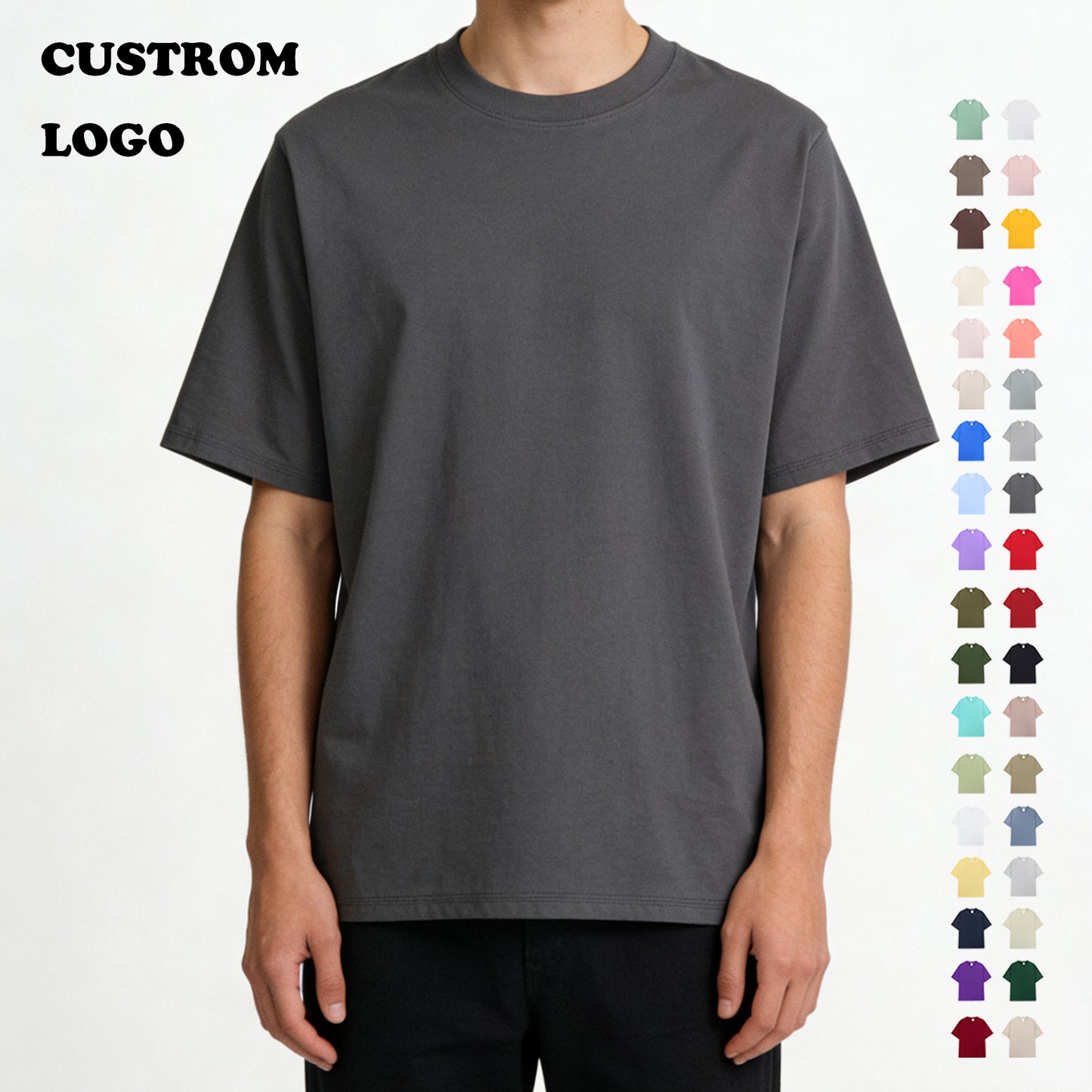 Custom logo T-shirt Loose Drop Shoulder High Quality Wholesale Puff Printing Tshirt Streetwear Short Sleeve Personalized T-shirt