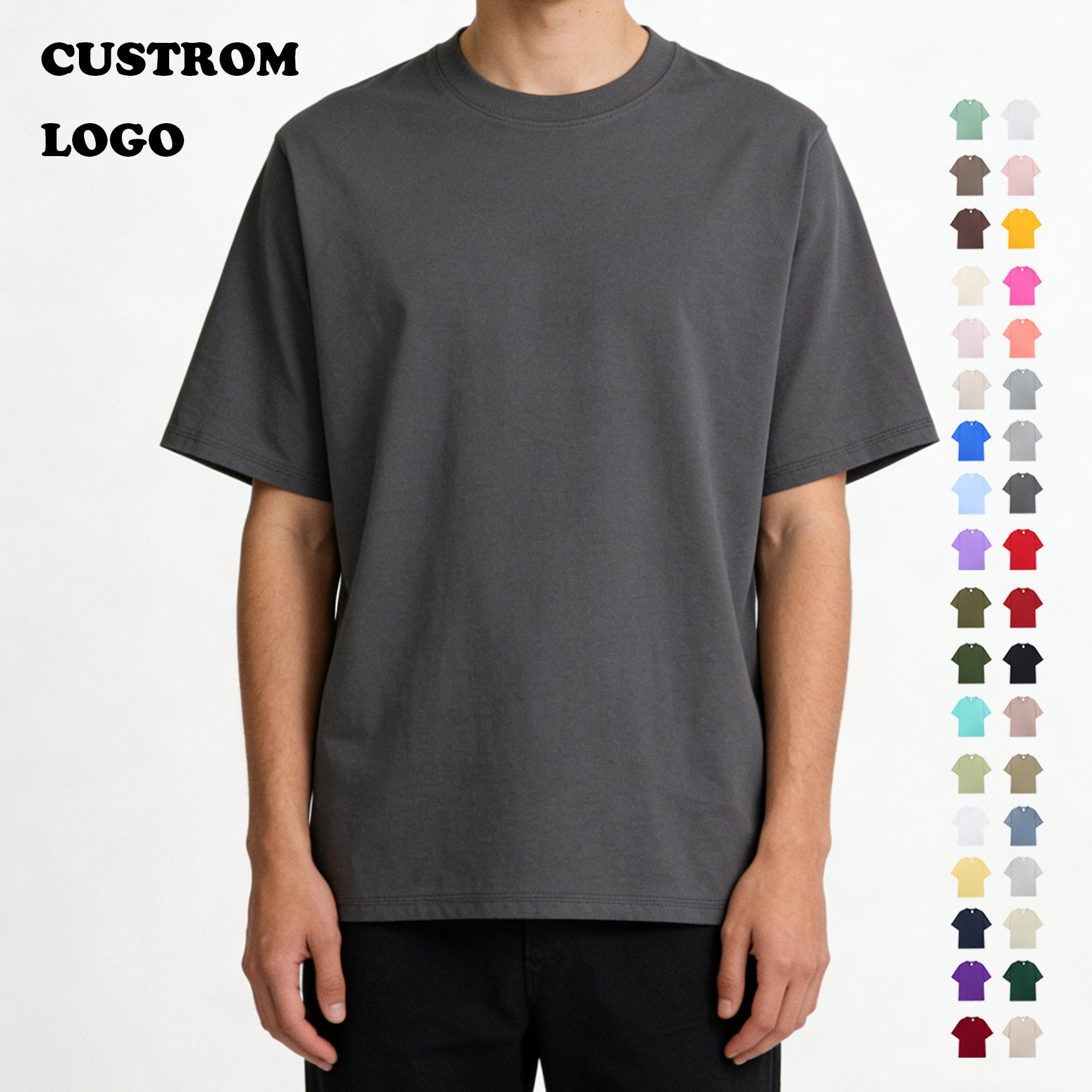 Custom logo T-shirt Loose Drop Shoulder High Quality Wholesale Puff Printing Tshirt Streetwear Short Sleeve Personalized T-shirt