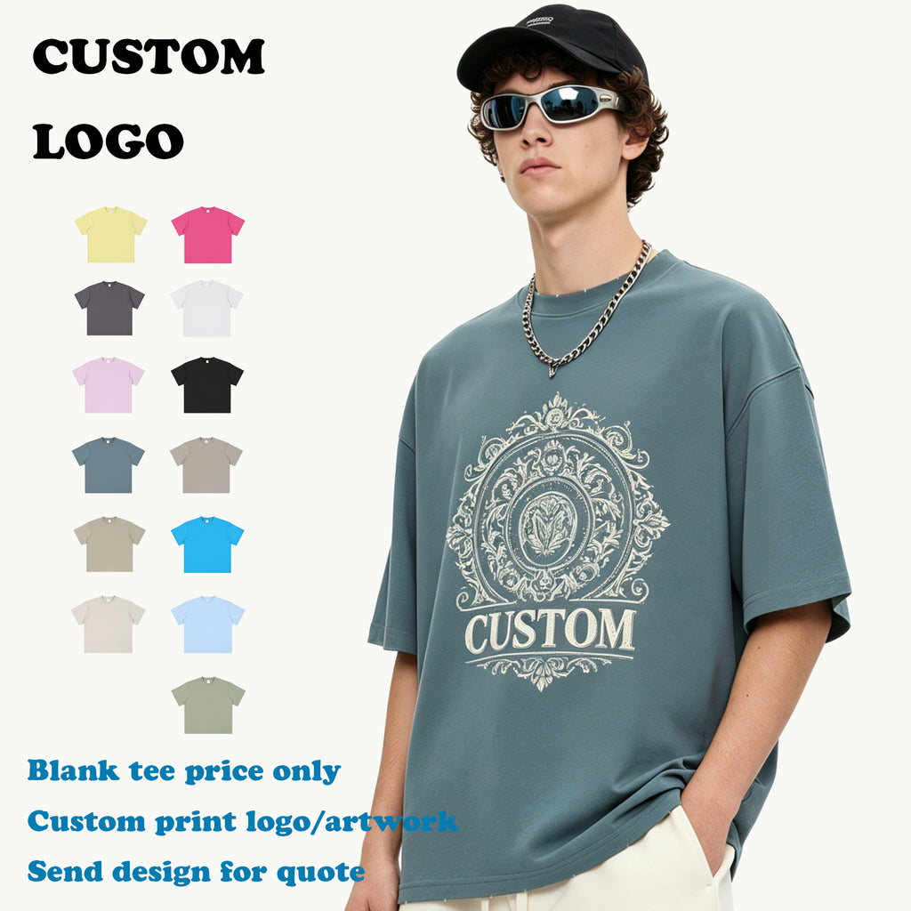 Men's T-shirts Ribbed Collar High Quality Custom logo Raw Edge Cool Touch O-neck Blank Streetwear Dtf Transfers for t Shirts