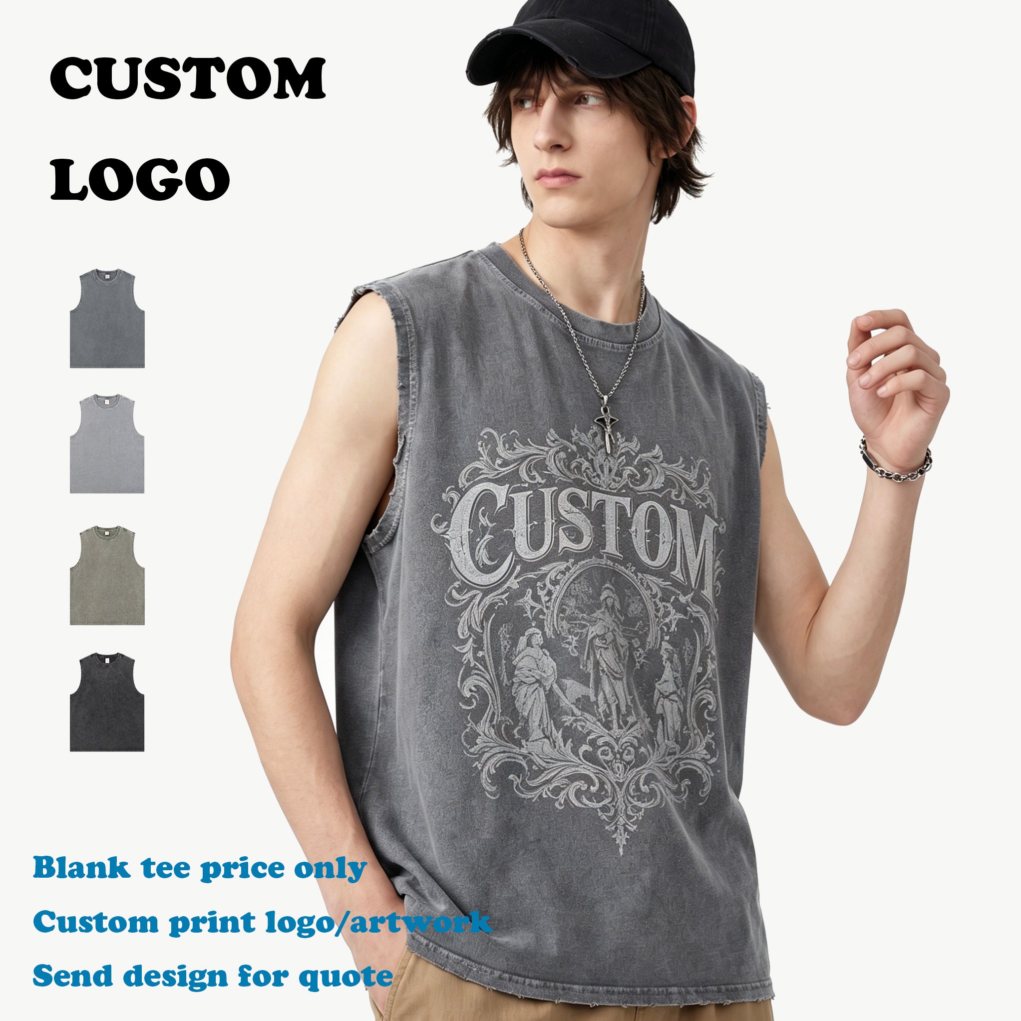 100% Cotton Loose T-shirt Summer High Quality New Style Breathable Streetwear Custom Puff Printing Heat Transfers for T-shirts