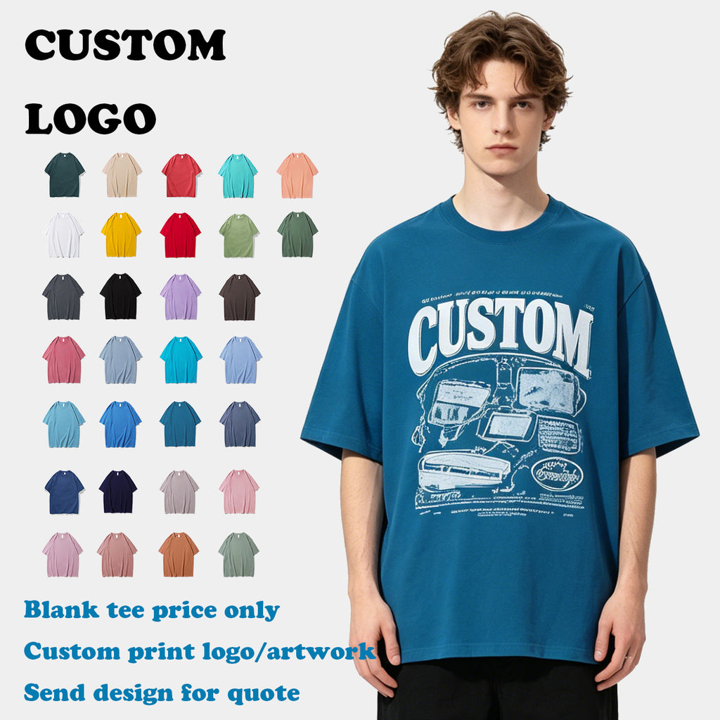 Oversized Tshirt Casual Drop Shoulder Custom Distressed Embroidery 100% Cotton O-neck Streetwear High Quality Plain t Shirt