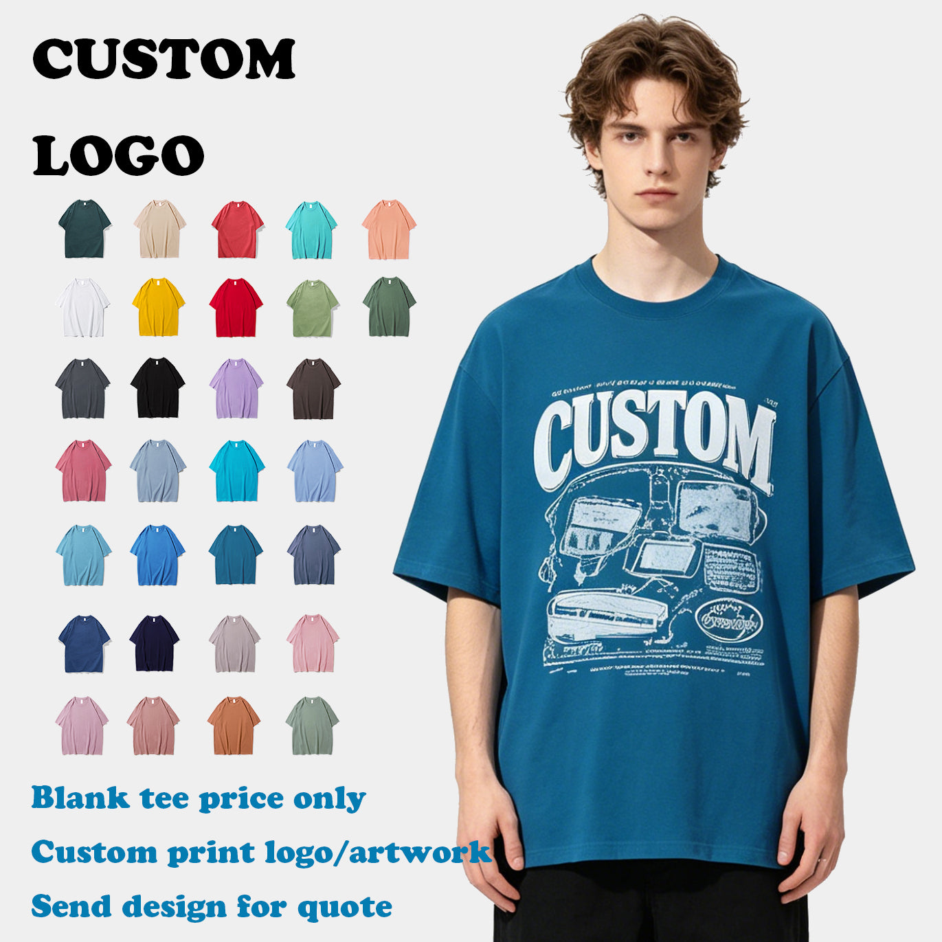 Oversized Tshirt Casual Drop Shoulder Custom Distressed Embroidery 100% Cotton O-neck Streetwear High Quality Plain t Shirt