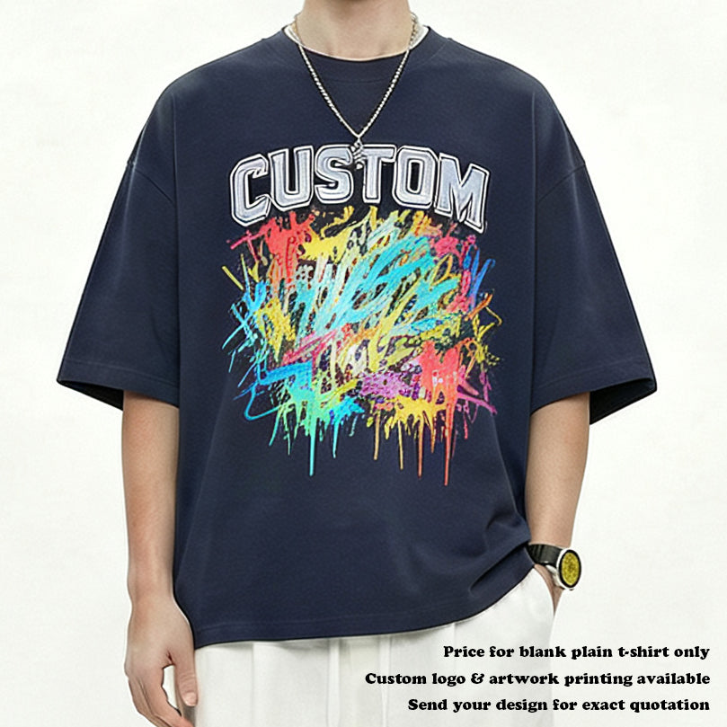 Wholesale Custom Summer T-shirt New Style Short Sleeve High Quality Drop Shoulder Streetwear Fashion Men's Cotton T-shirt