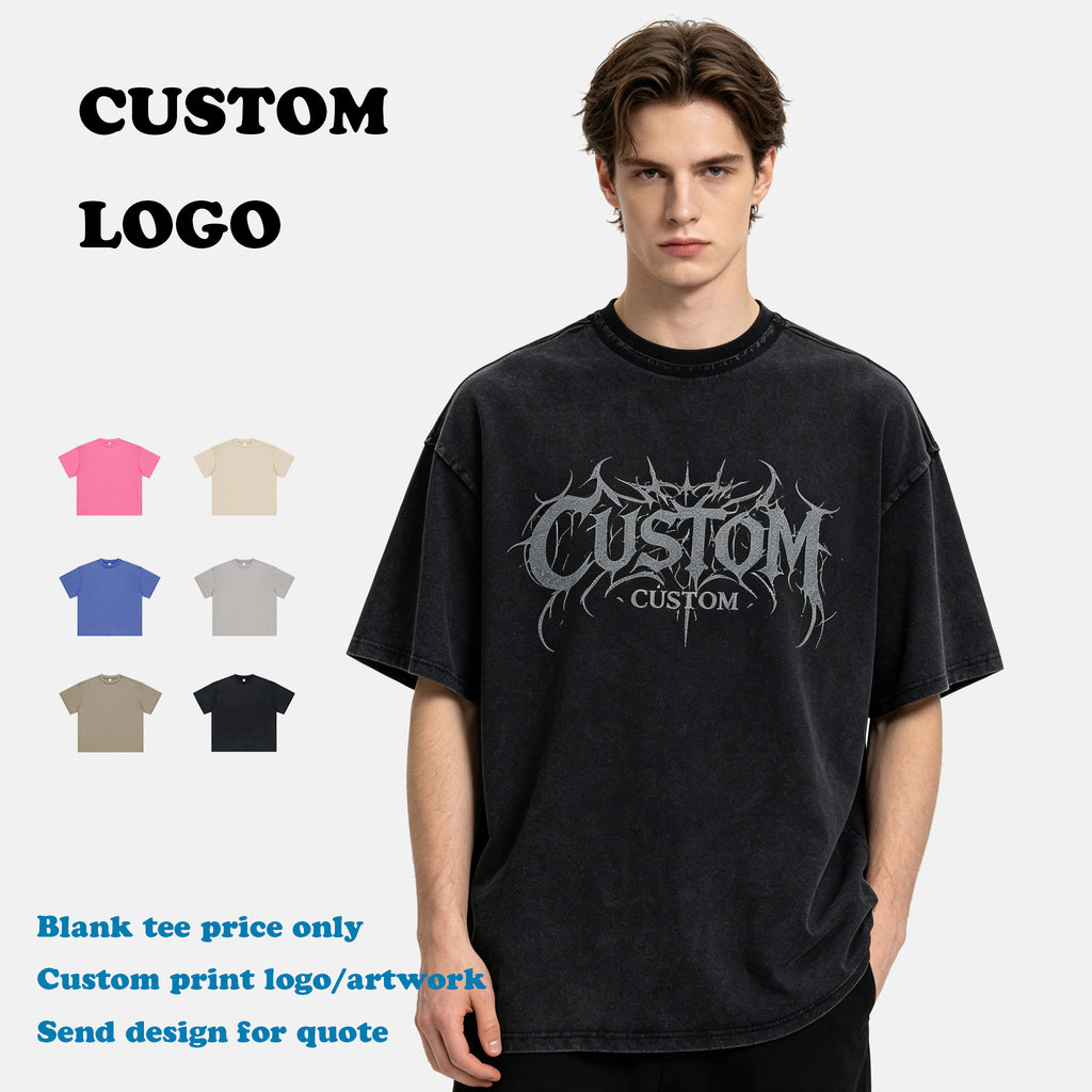 Wholesale Custom logo T-shirt Vintage Drop Shoulder Casual High Quality Summer New Design Streetwear Embroidery t Shirt for Men