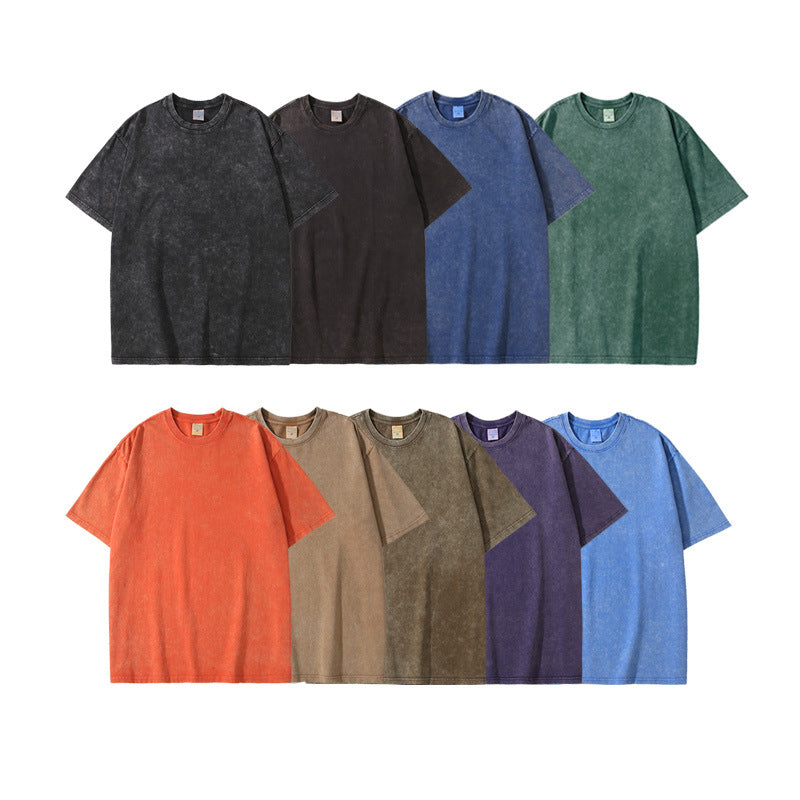 Vintage Blanks Custom Washed T-shirts 100% Cotton Heavyweight Short Sleeve Round Neck Streetwear High Quality Oversized T-shirt