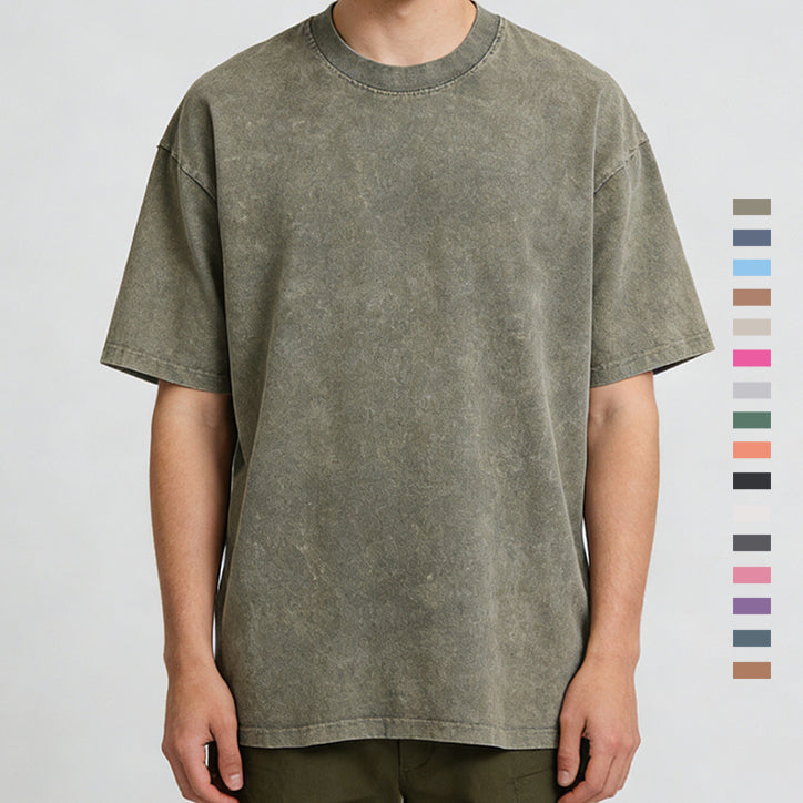 Vintage Custom logo T-shirt Summer New Design Hot Sale Blank Heavyweight Washed Short Sleeve Wholesale Fashion Men's T-shirts