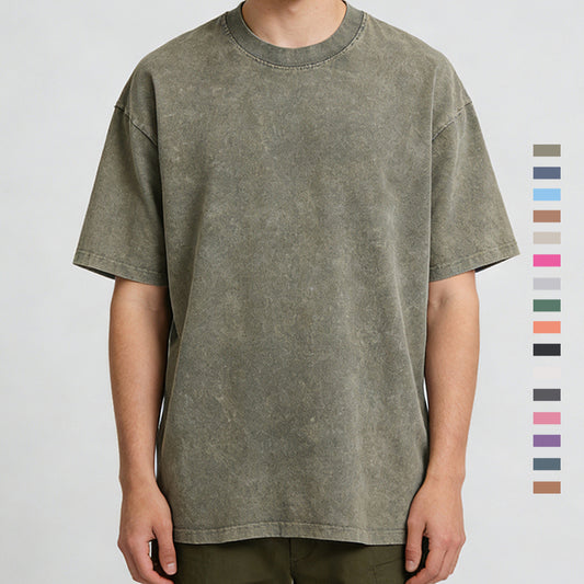 Vintage Custom logo T-shirt Summer New Design Hot Sale Blank Heavyweight Washed Short Sleeve Wholesale Fashion Men's T-shirts