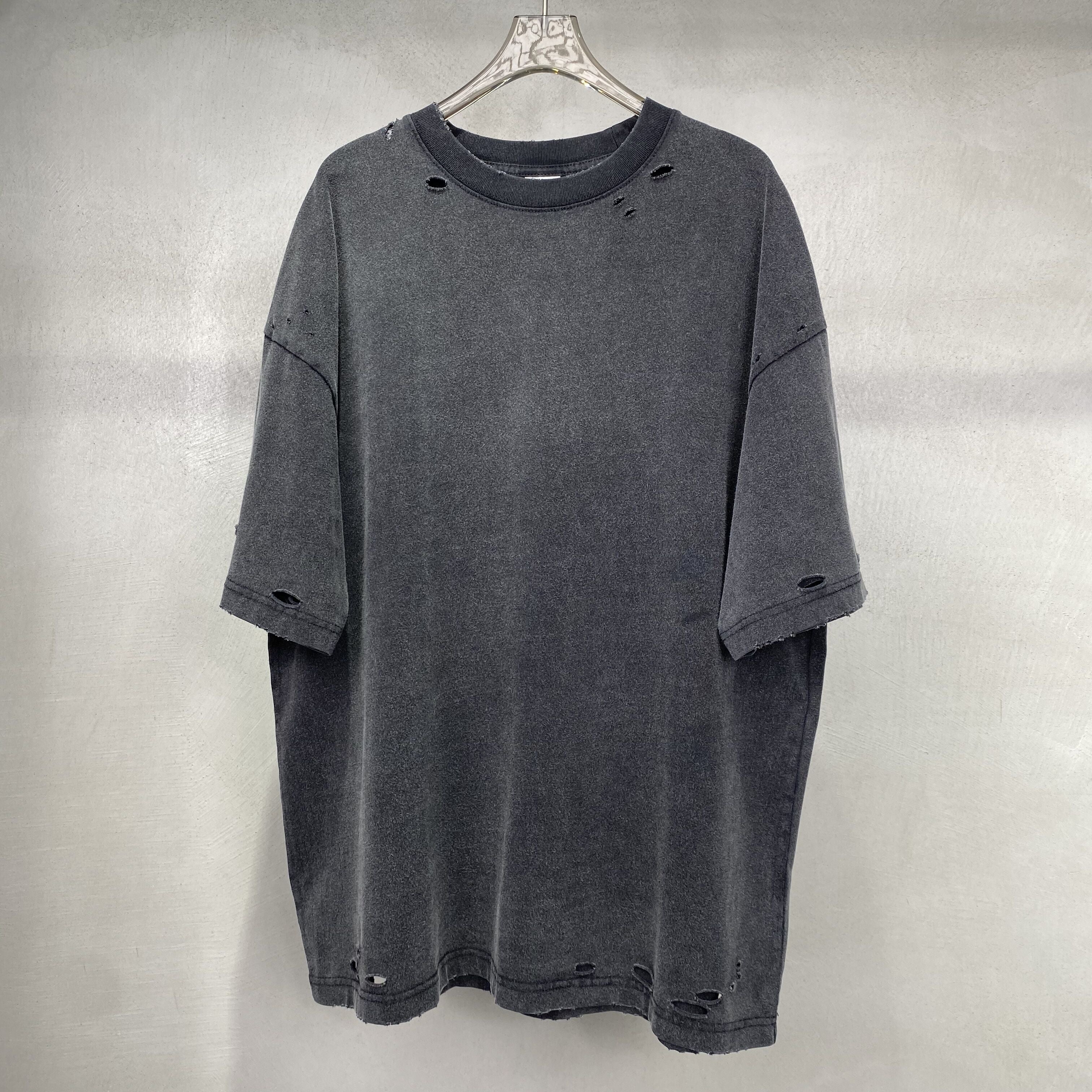 Heavyweight Loose Vintage Broken Oversized Drop Shoulder Custom Acid Wash Streetwear Heavy Cotton Blank Fashion Tshirt Printing