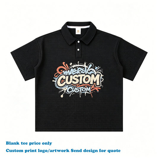 2026 Summer New Design Men's T-shirts Custom Diamond Waffle Polo High Quality Quick-drying Streetwear Wholesale T-shirts
