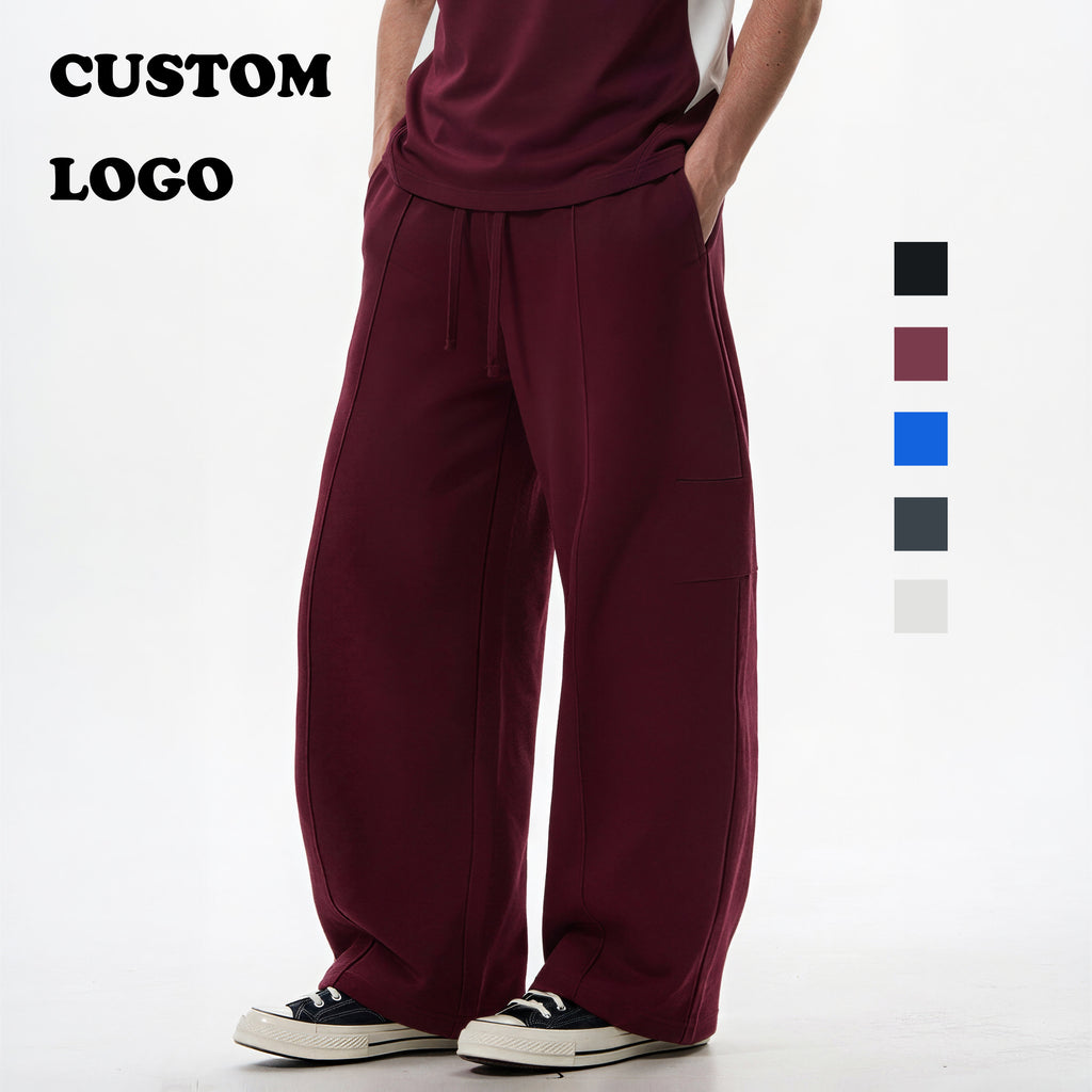 Men's Sweatpants New Design Polyester/Cotton Loose High Quality Streetwear Patchwork Fashion Pure Color Plain Sweatpants