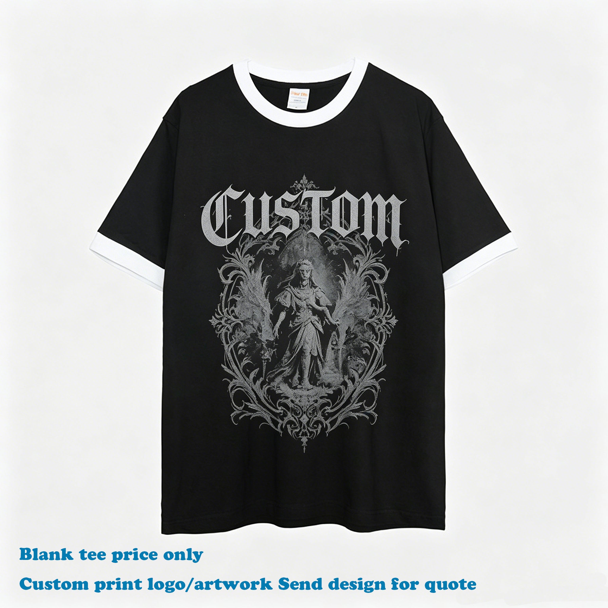 Contrast Color T-shirt Custom Puff Printing Blank High Quality 100% New Style Summer Short Sleeve Casual Streetwear T-shirt
