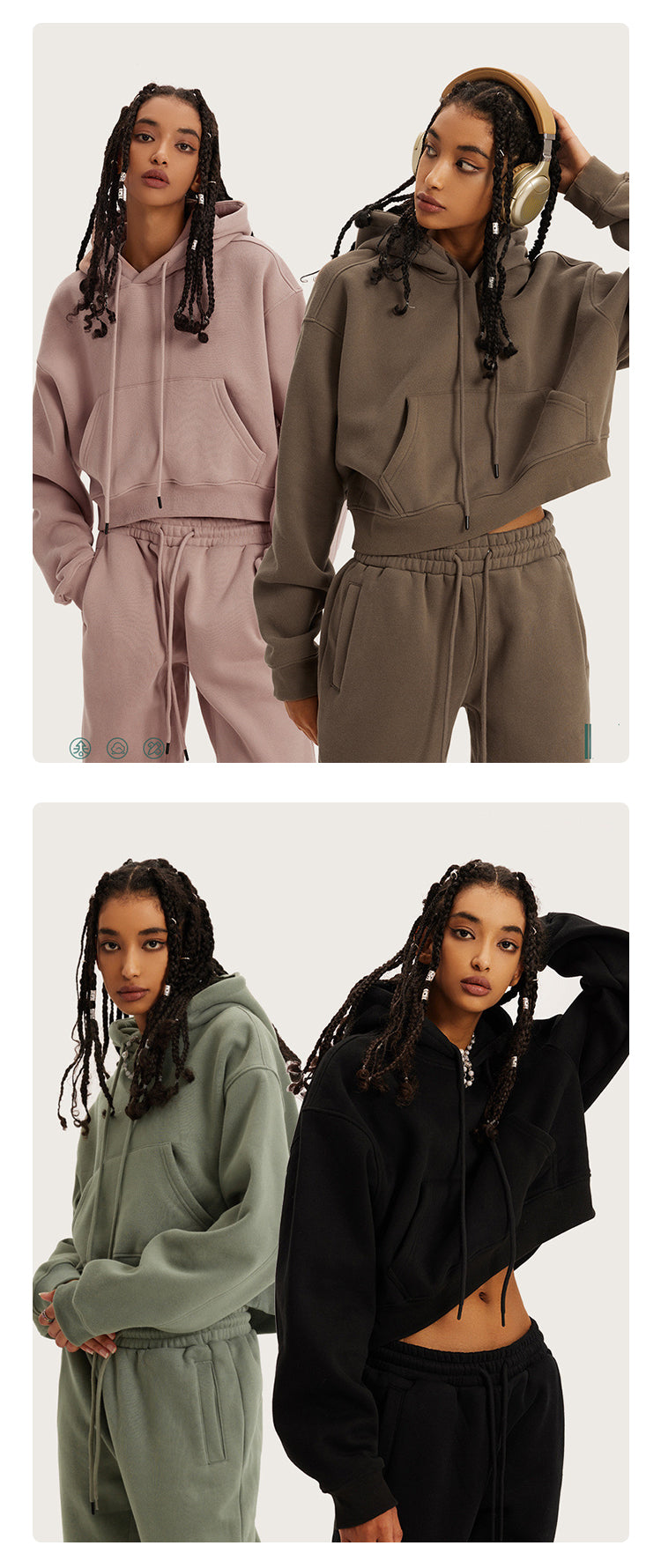 Manufacturer Hoodies High Quality Cropped Short Black Fleece Pullover Custom Puff Print Blank Fashion Hoodie for Women