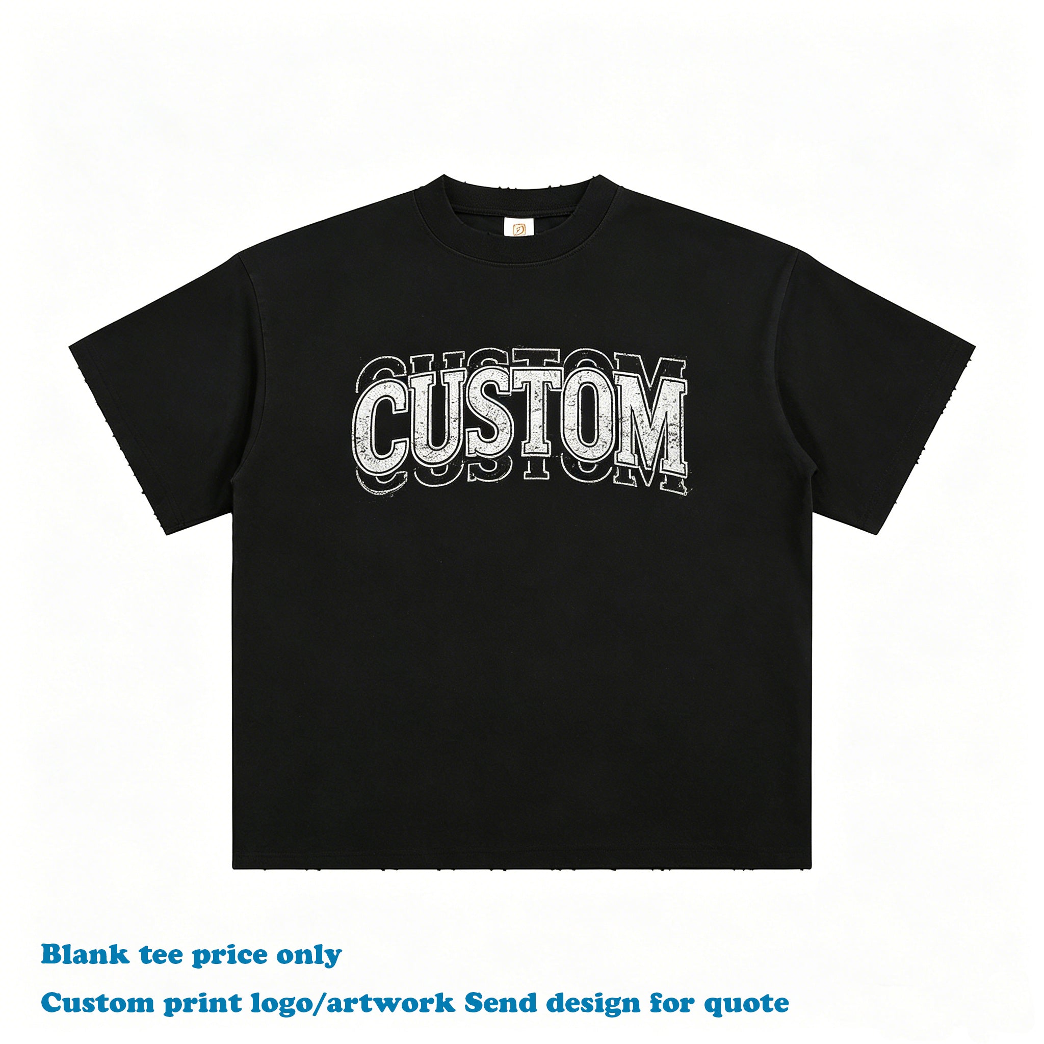 Custom Logo T-Shirt Heavyweight Streetwear High Quality Design Embroidery logo Broken Casual Short Sleeve t Shirt for Men