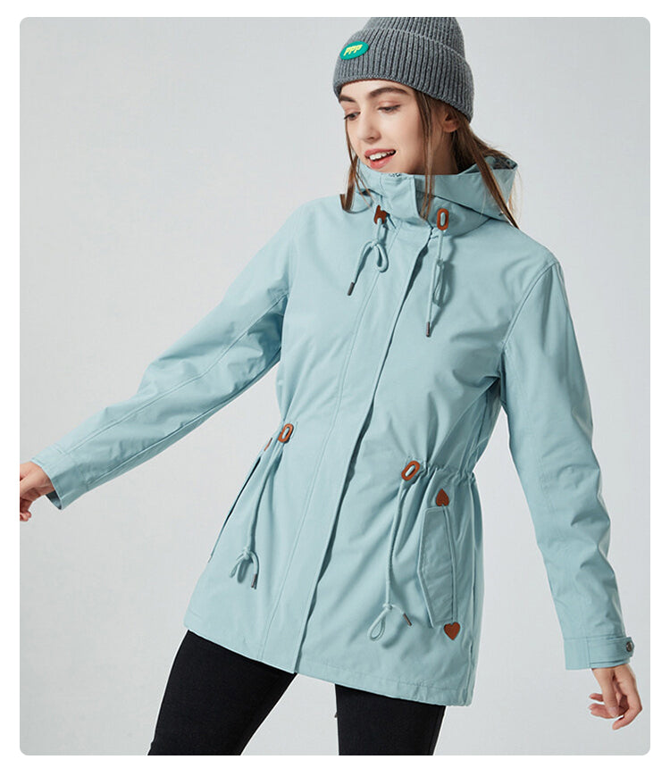 5 Color Mid Length Three in One Waterproof Simples Jacket with Detachable Outer Layer and Inner Liner Suitable for Single Wear