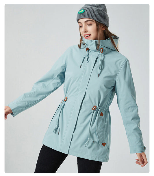 5 Color Mid Length Three in One Waterproof Simples Jacket with Detachable Outer Layer and Inner Liner Suitable for Single Wear