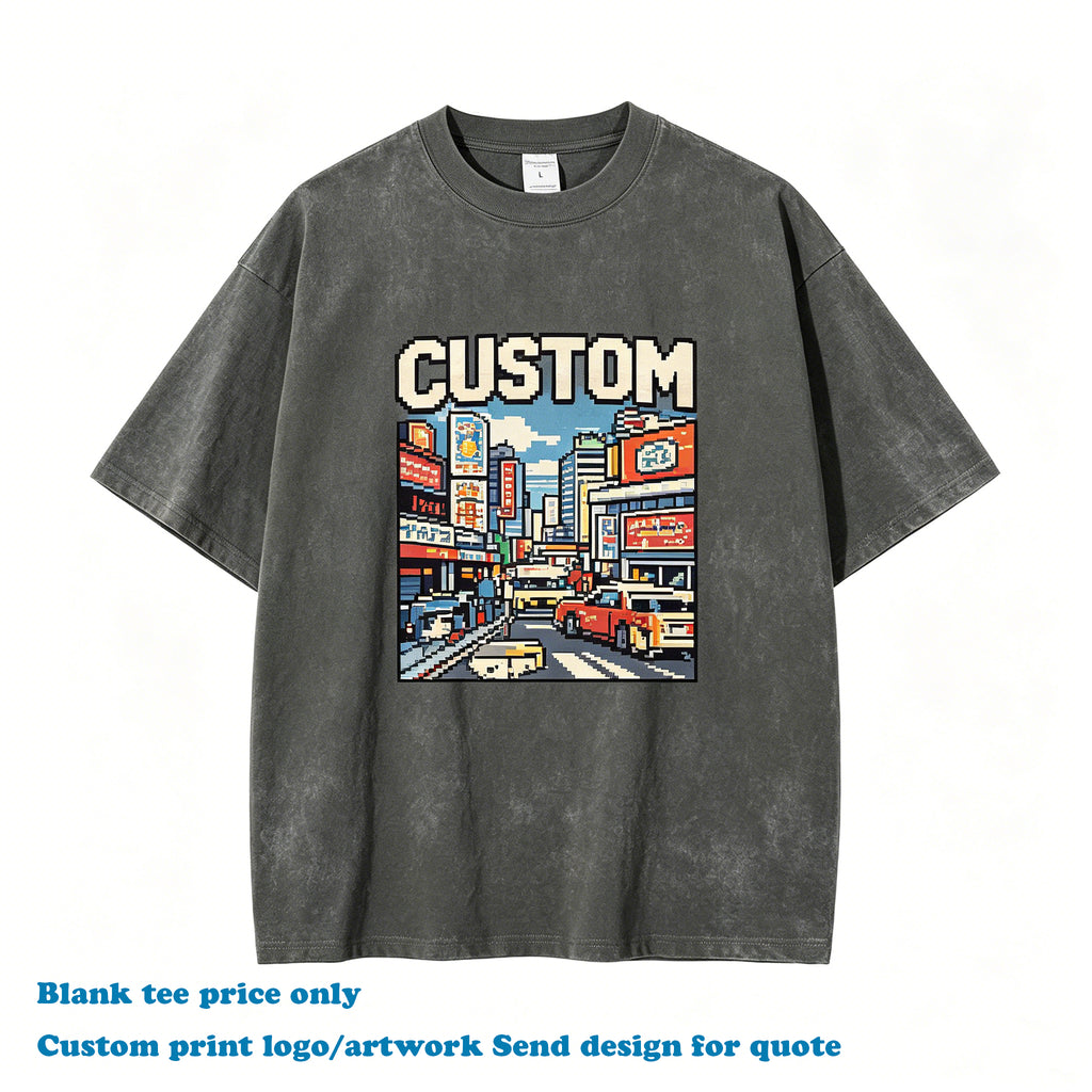 Loose Custom Heavyweight Tshirts Acid Washe Embroidery logo Streetwear Short Sleene Heavy Cotton Blank Plain t Shirt for Men
