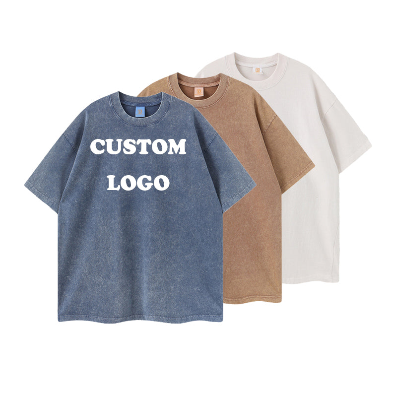 100% Cotton Wax Printing T-shirt Custom Vintage Streetwear Casual Blank Round Neck High Quality Design Personalized T-shirt
