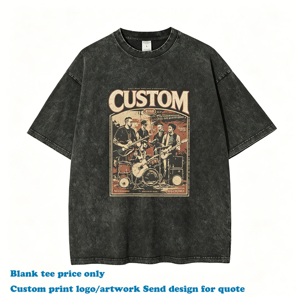 Custom Tshirts Snow Wash High Quality Short Sleeve Distressed Blank Embroidery logo Streetwear 100% Cotton t Shirt for Men