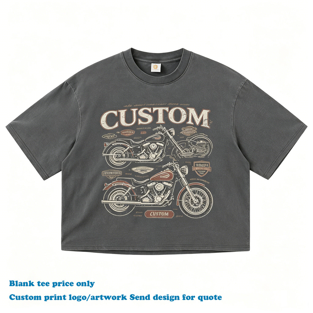 Vintage High Quality T-shirts 100% Cotton Custom Short Sleeve Summer Streetwear Casual Embroidery logo Plain Men's T-shirts