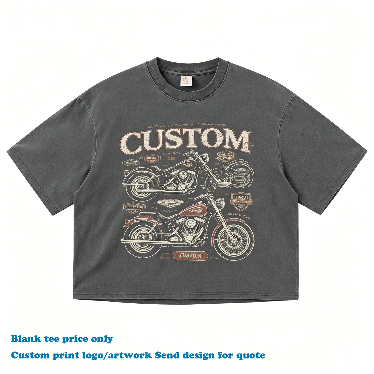 Vintage High Quality T-shirts 100% Cotton Custom Short Sleeve Summer Streetwear Casual Embroidery logo Plain Men's T-shirts