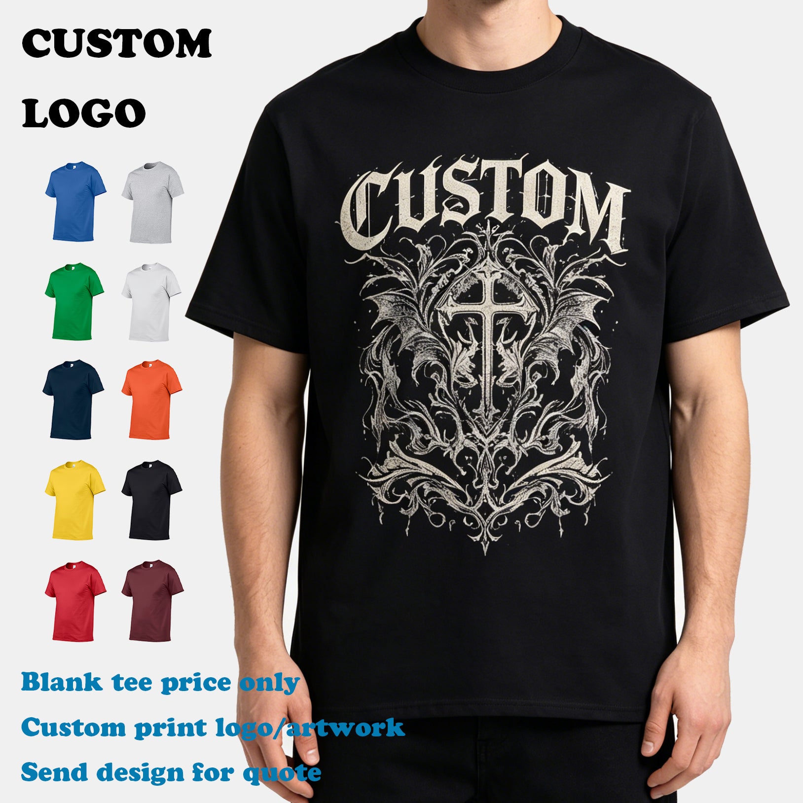 Wholesale T-shirt Men's 100% Cotton Loose High Quality O-neck Fashion New Style Short Sleeve Custom Puff Printing Plain T-shirt