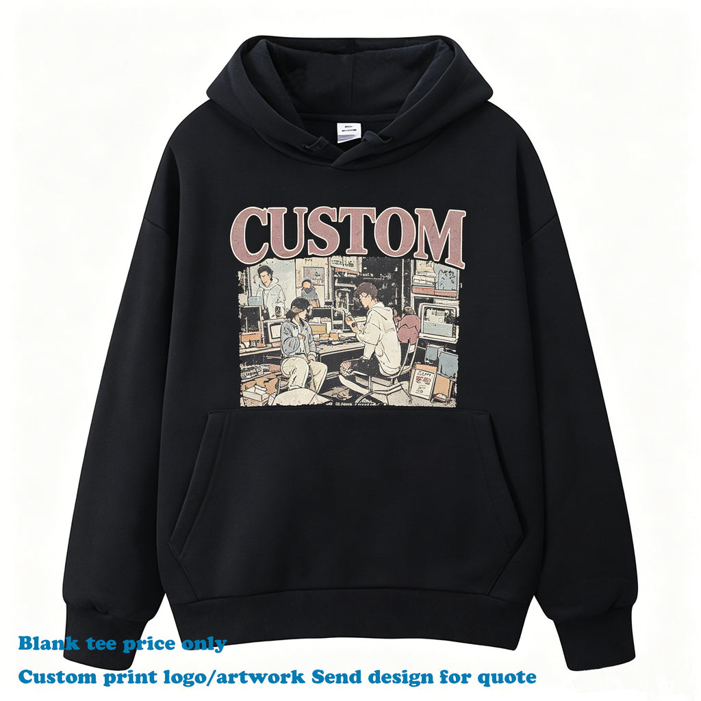 Loose High Quality Hoodie Custom Puff Printing Drop Shoulder Fleece Streetwear Casual Unisex New Design Men's Hoodies