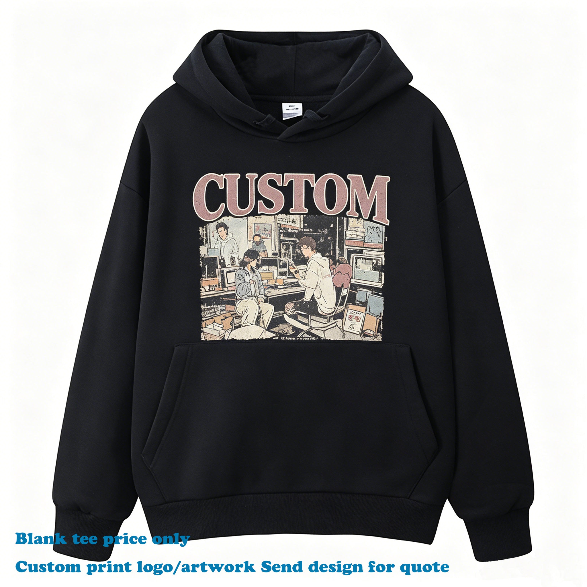 Loose High Quality Hoodie Custom Puff Printing Drop Shoulder Fleece Streetwear Casual Unisex New Design Men's Hoodies